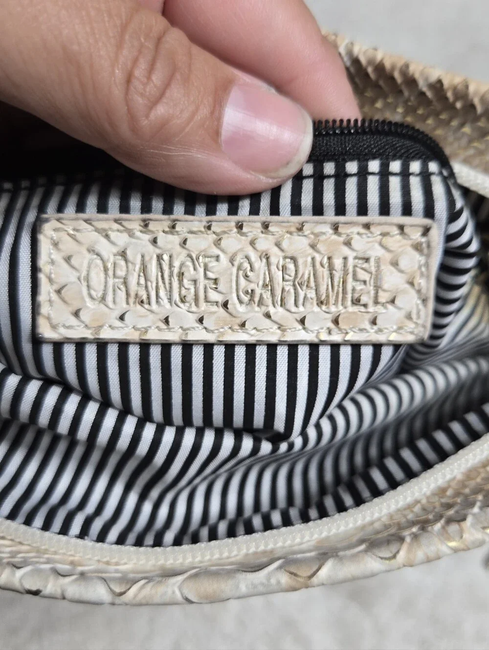 Orange Caramel Snakeprint Fold Over Crossbody Clutch Bag Like New